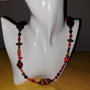 Tonal Glass and Copper Bead Necklace